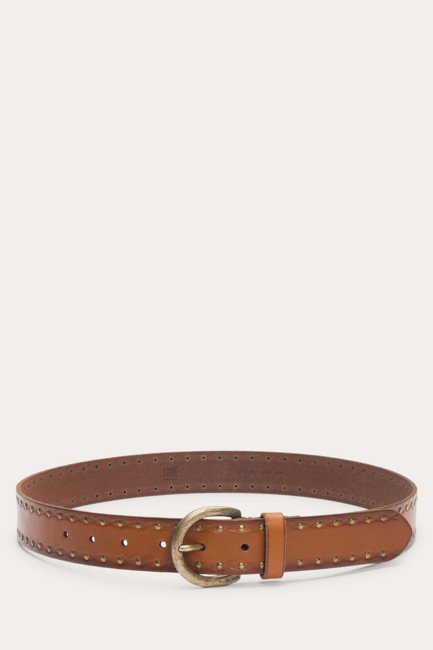 FRYE unisex woven 2024 belt cognac brass