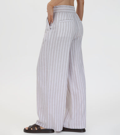 Linen Striped Wide Leg Pant