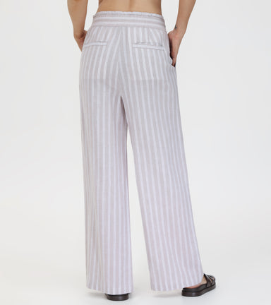 Linen Striped Wide Leg Pant