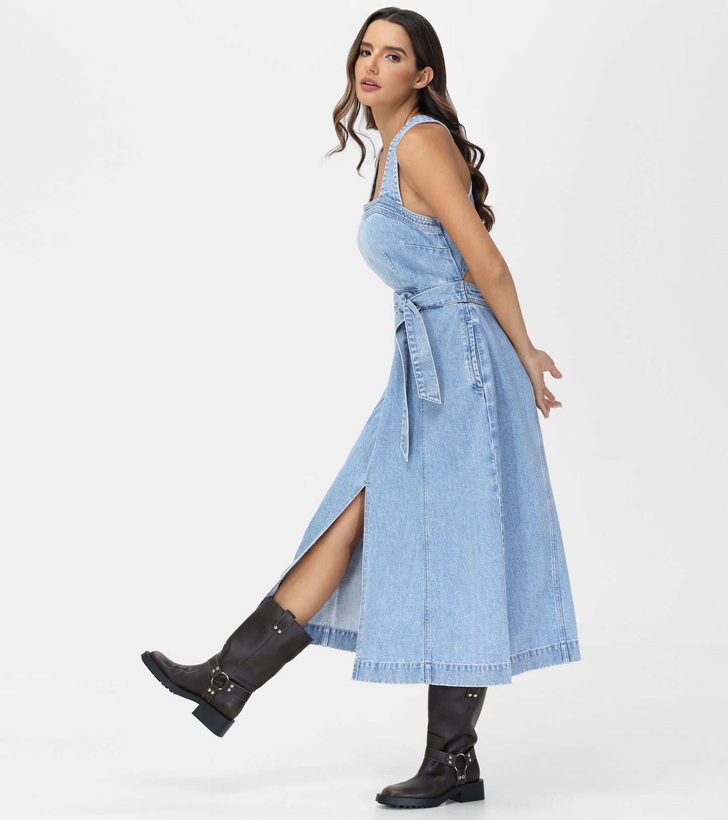 Criss-cross Maxi Denim Dress