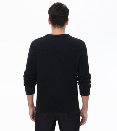 Mixed Cable Stitch Crewneck Pullover