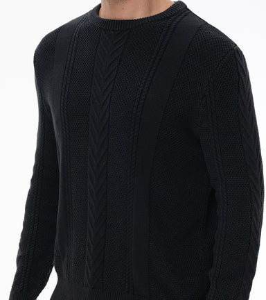 Mixed Cable Stitch Crewneck Pullover