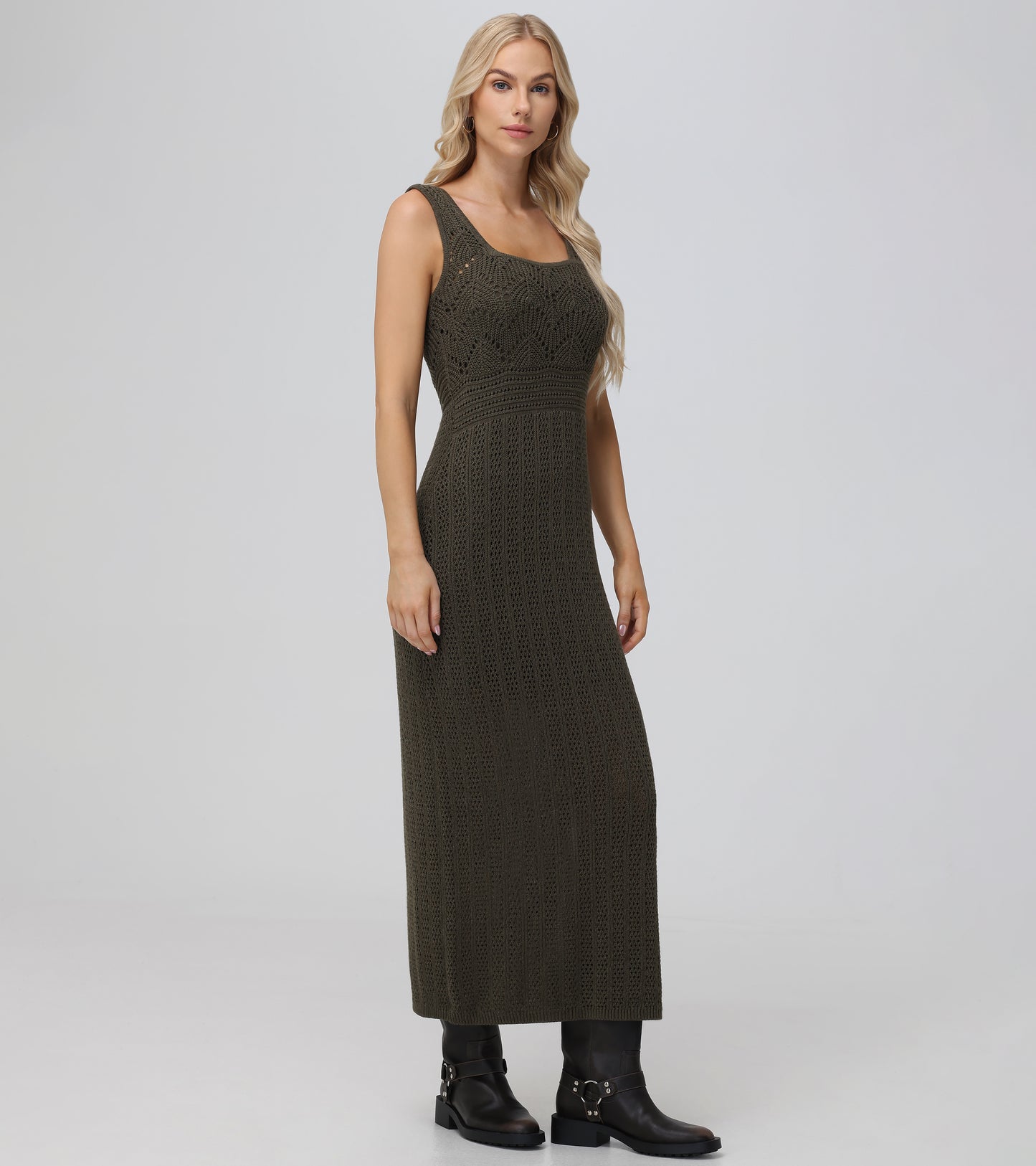 Open Stitch Maxi Sweater Dress