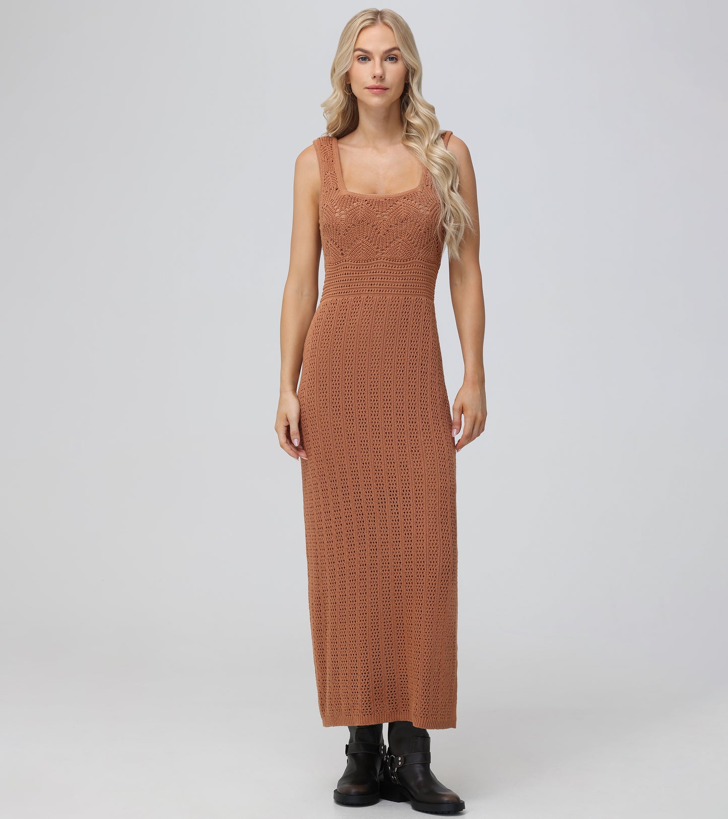 Open Stitch Maxi Sweater Dress