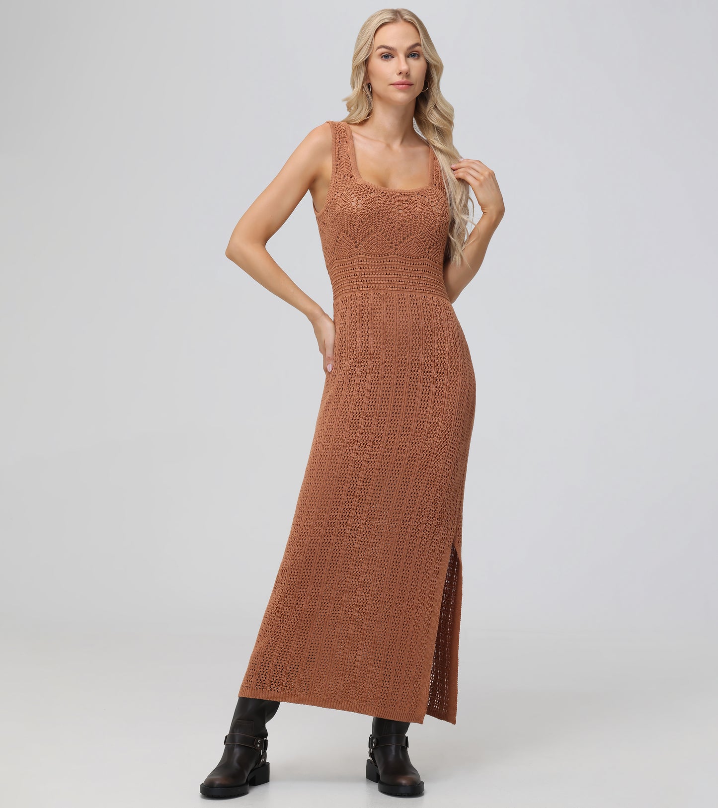 Open Stitch Maxi Sweater Dress