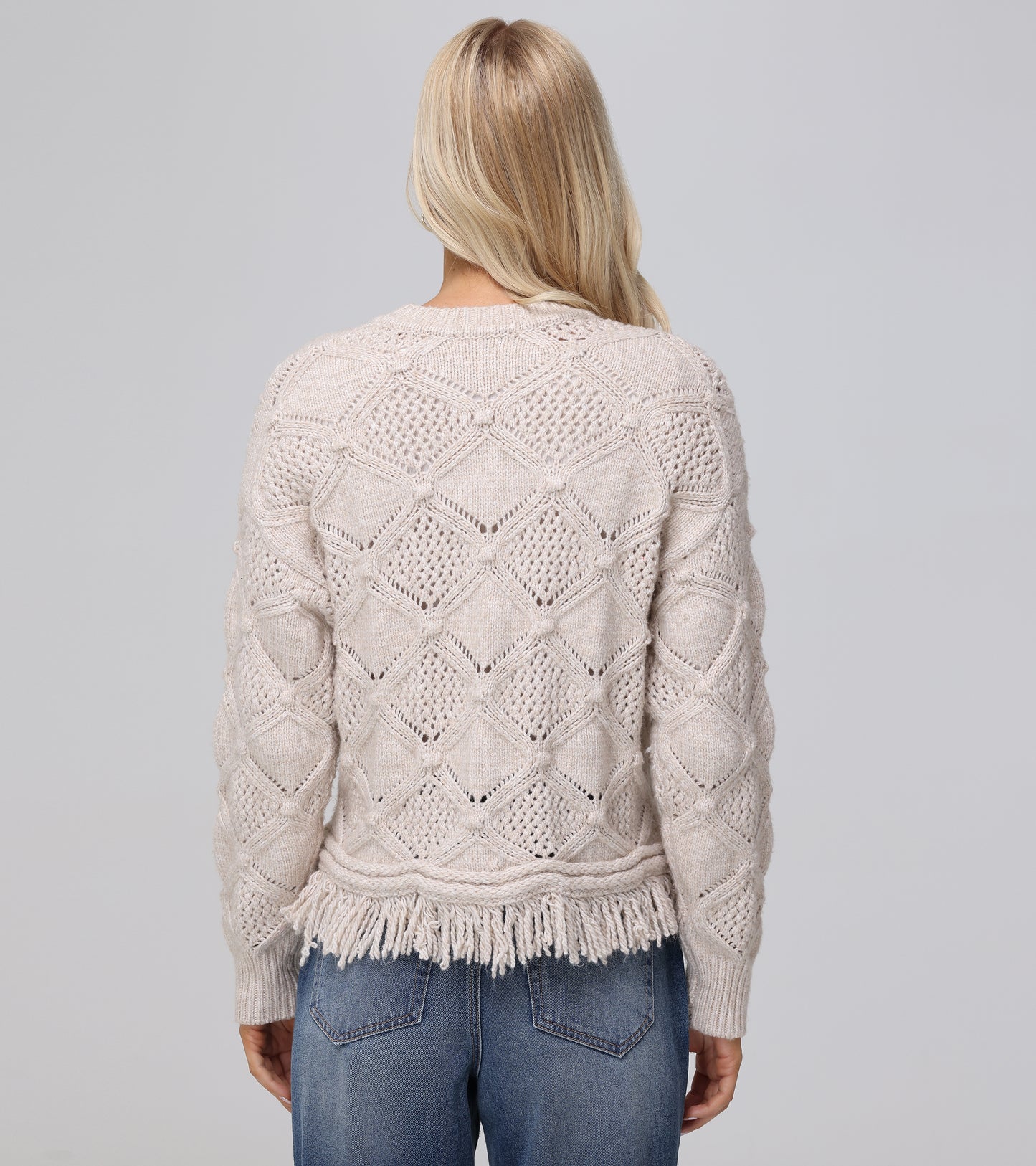 Pointelle Fringe Pullover