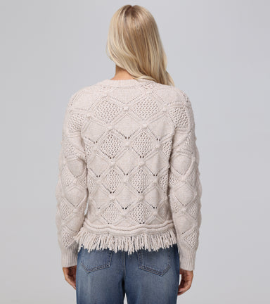 Pointelle Fringe Pullover