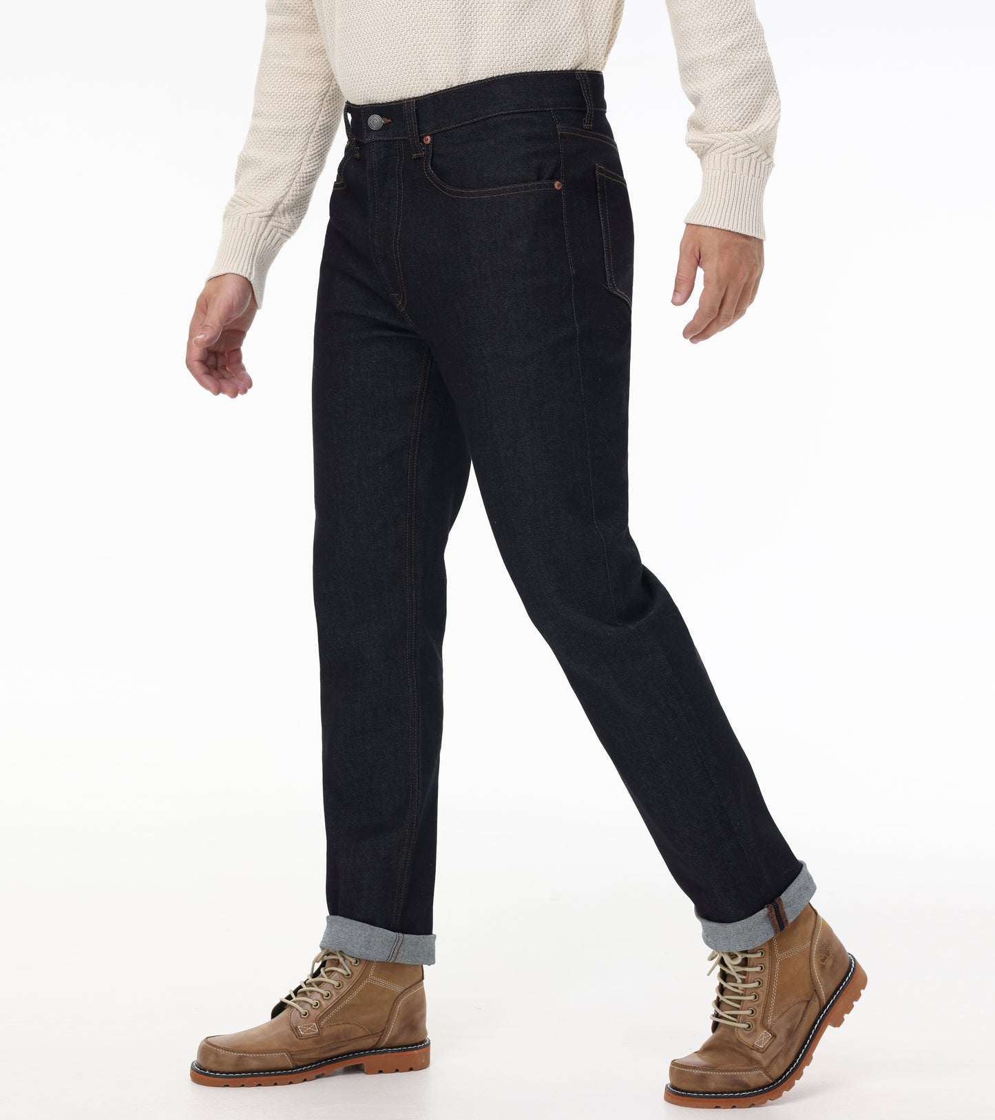 Straight Slim Jeans In Raw Indigo