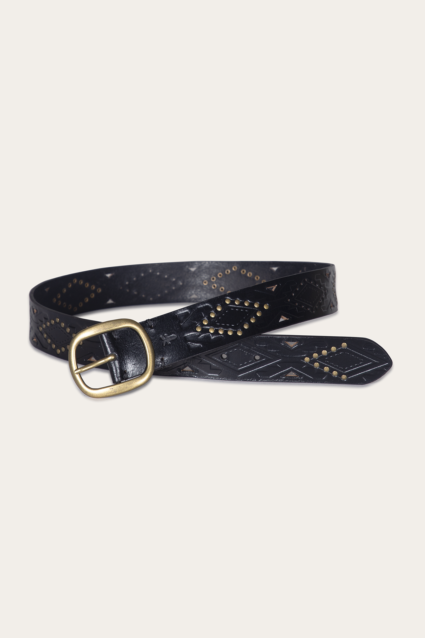 38mm Belt With Southwestern Embossing, Perf & Studs