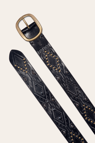 38mm Belt With Southwestern Embossing, Perf & Studs