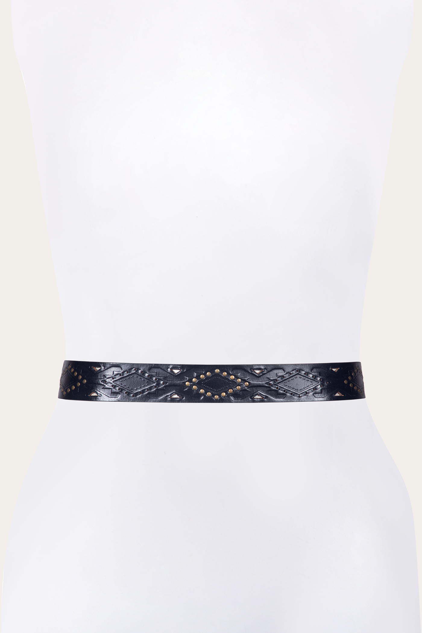 38mm Belt With Southwestern Embossing, Perf & Studs