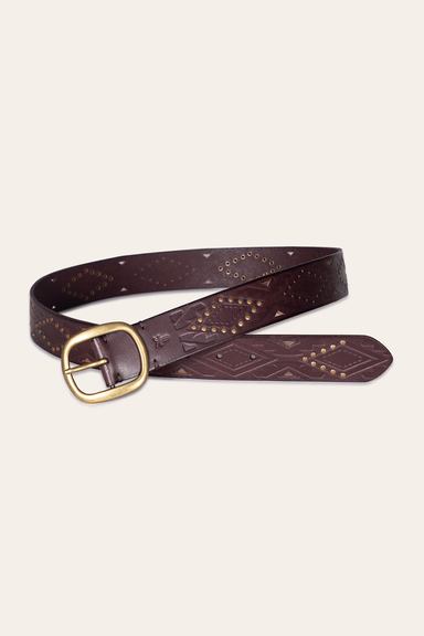 38mm Belt With Southwestern Embossing, Perf & Studs