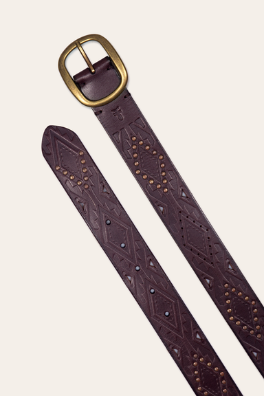 38mm Belt With Southwestern Embossing, Perf & Studs