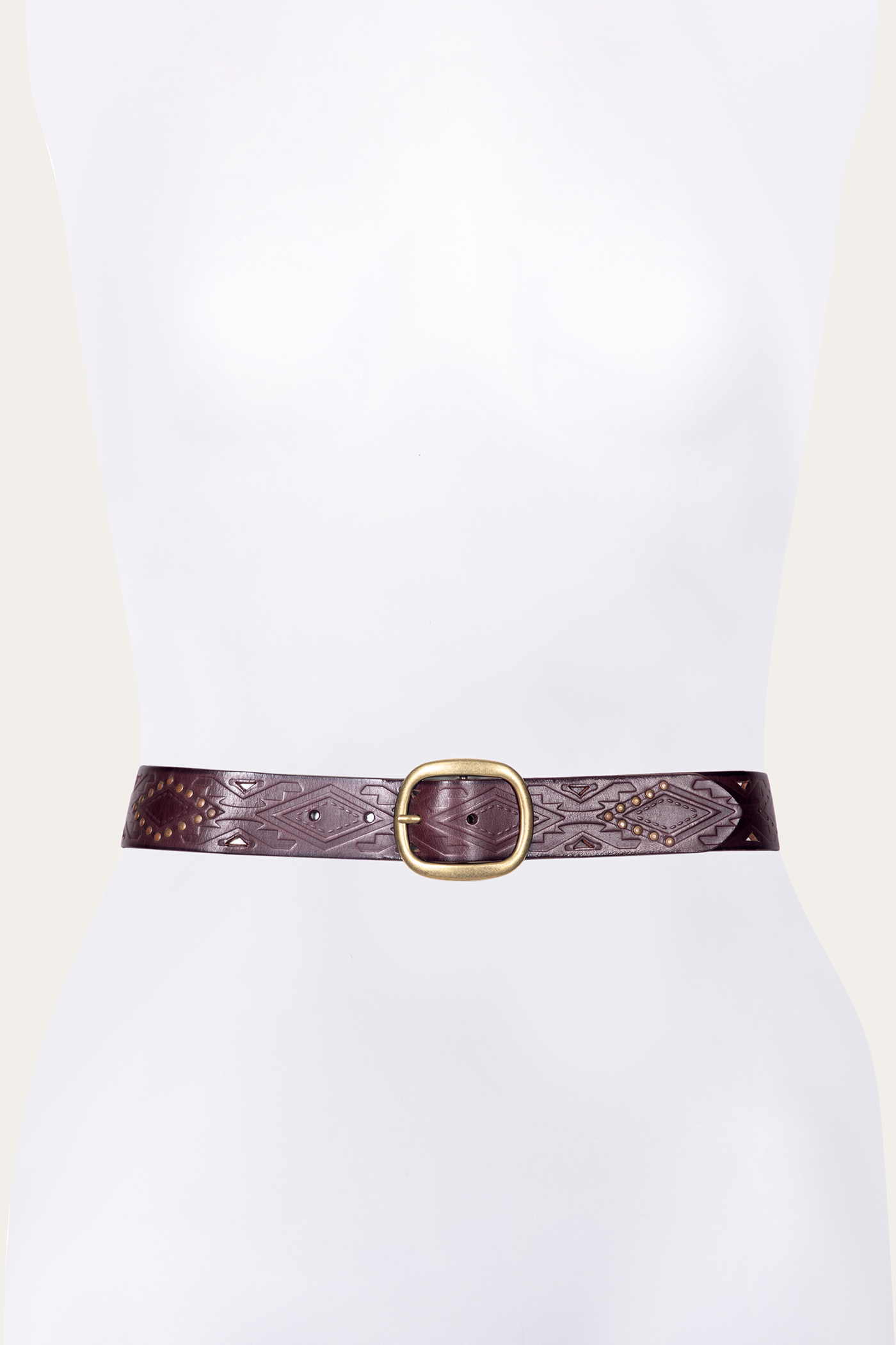 38mm Belt With Southwestern Embossing, Perf & Studs