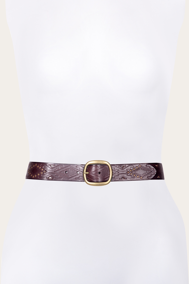 38mm Belt With Southwestern Embossing, Perf & Studs