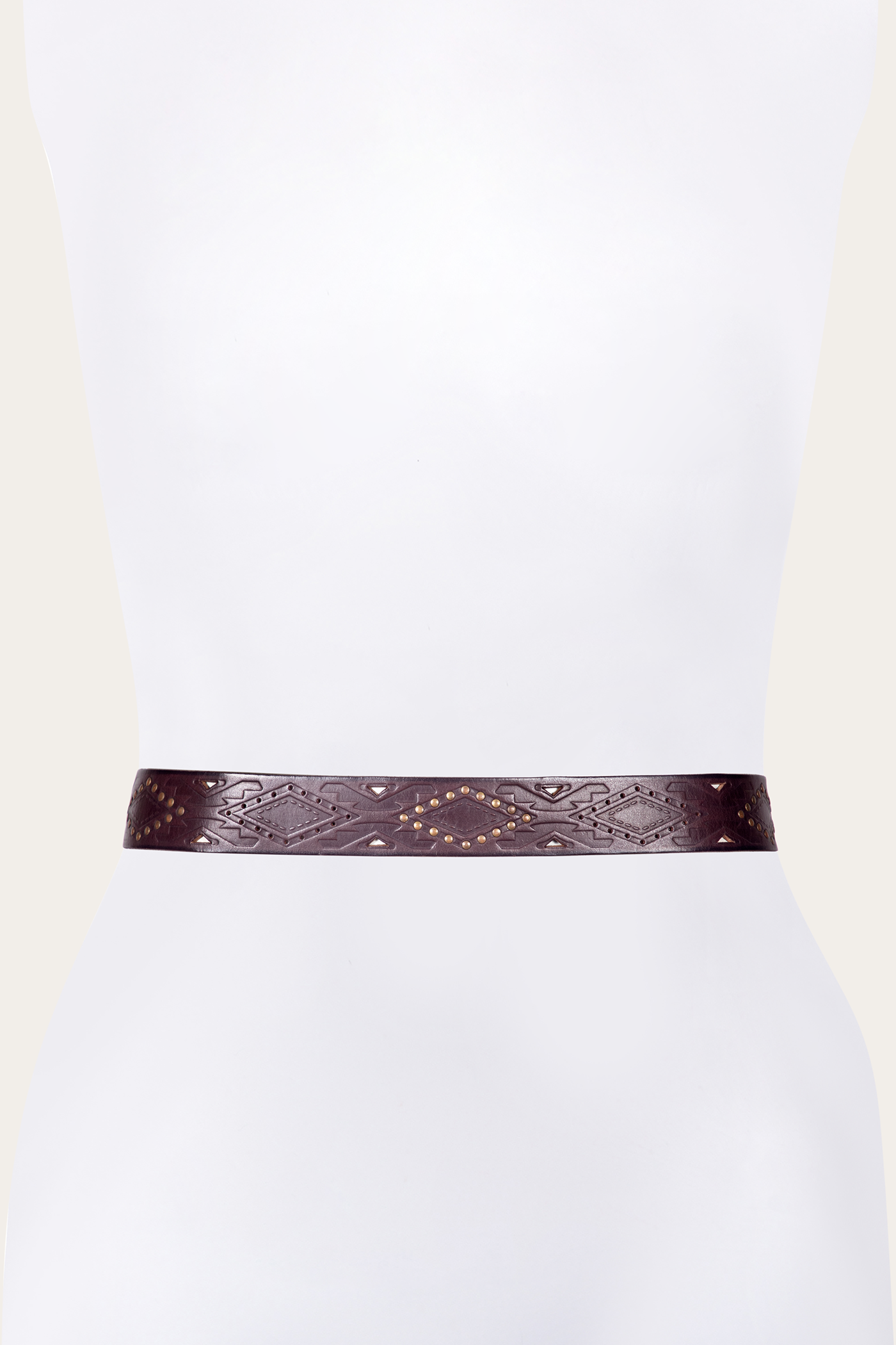 38mm Belt With Southwestern Embossing, Perf & Studs