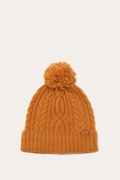 Cable Beanie With Self Pom