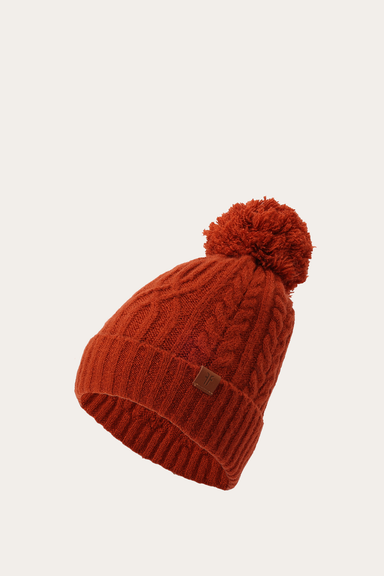 Cable Beanie With Self Pom