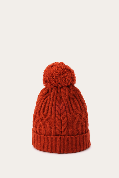 Cable Beanie With Self Pom