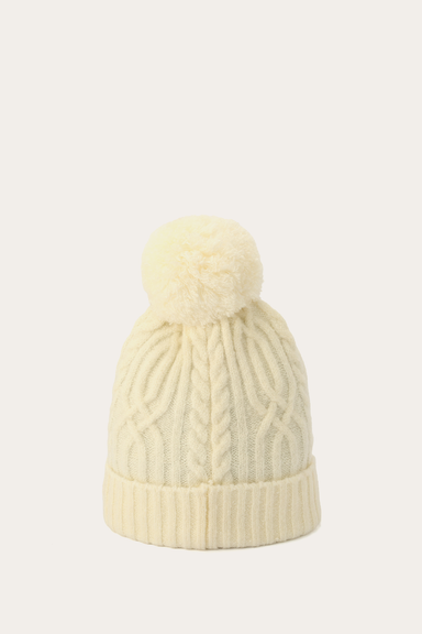 Cable Beanie With Self Pom