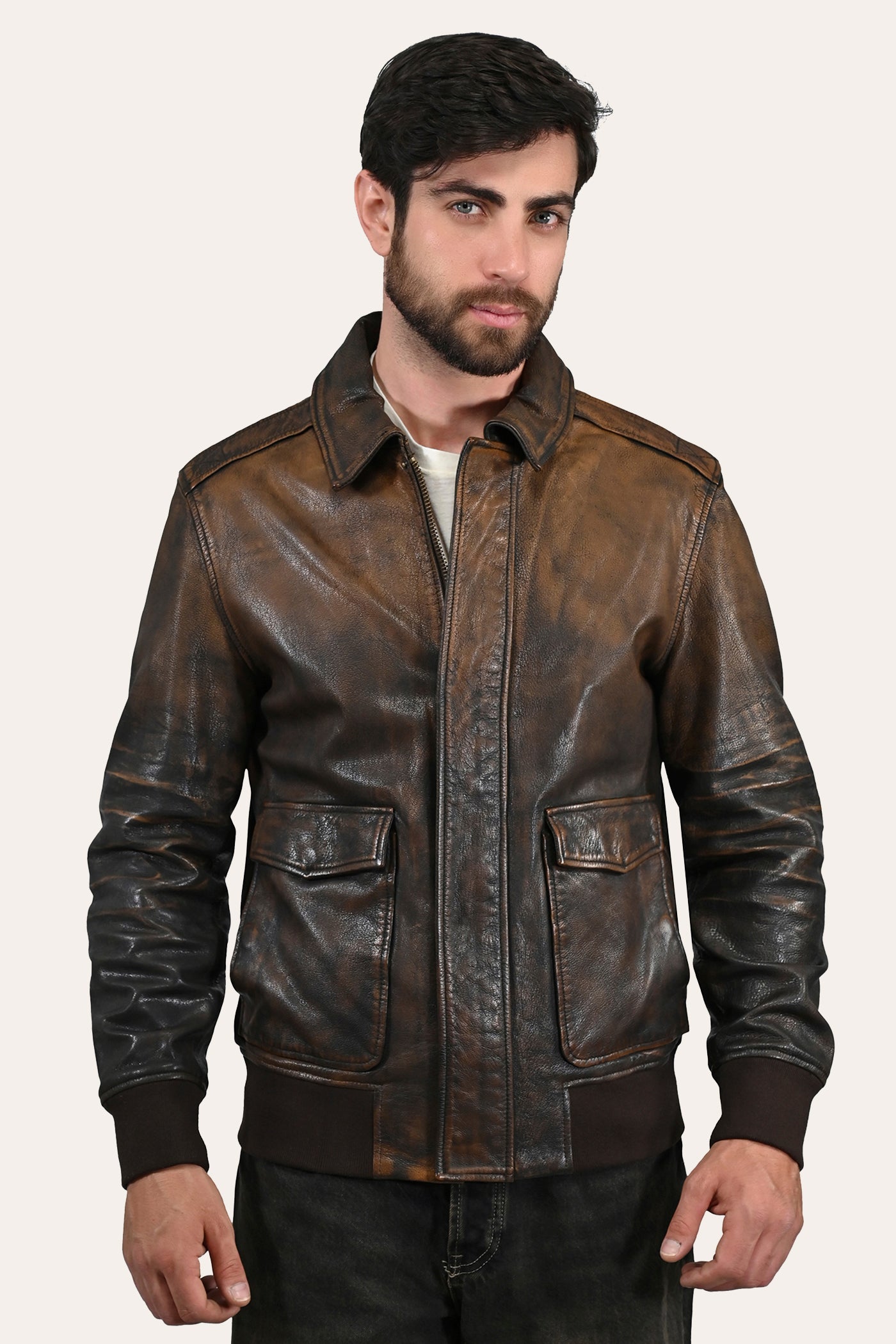 Men s Leather Classic Bomber Jacket The Frye Company