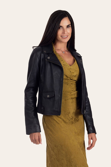 Frye leather jacket womens best sale