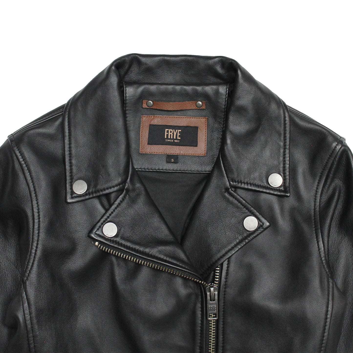 Women s Leather Black Biker Jacket The Frye Company