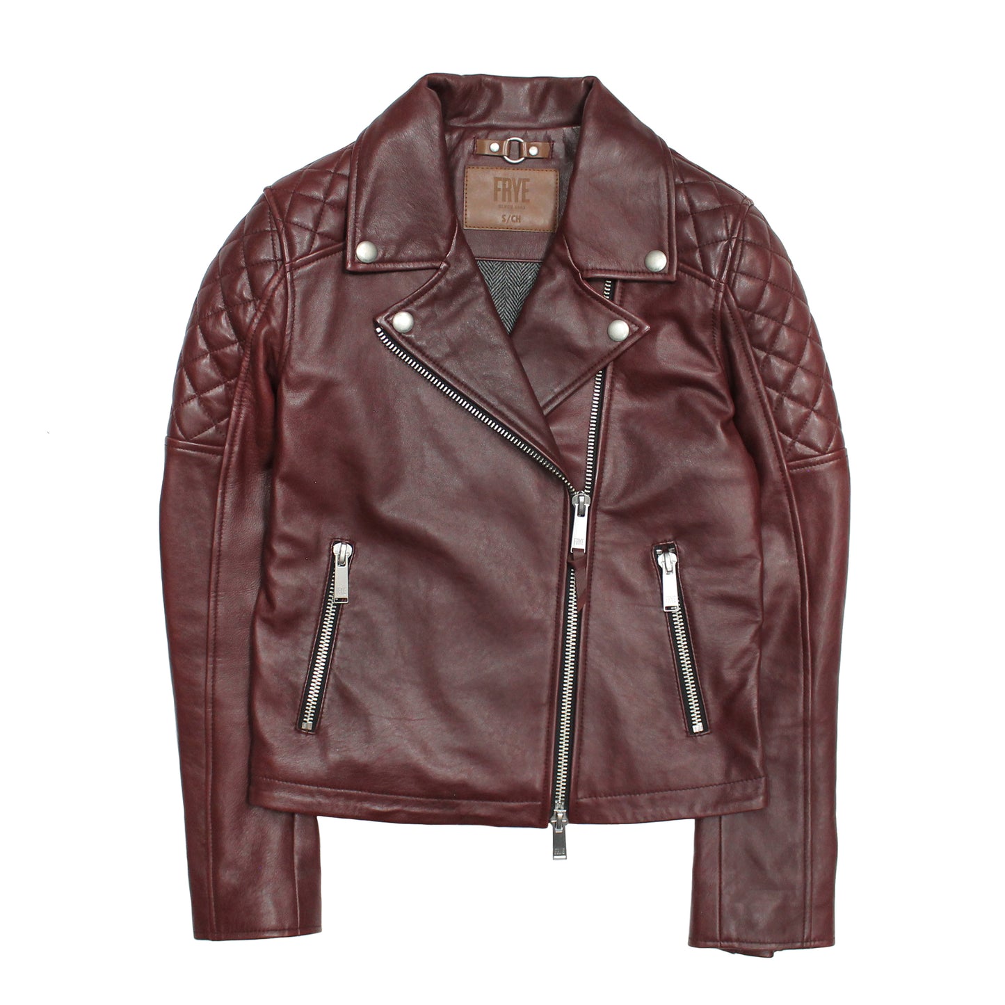 Women s Leather Oxblood Biker Jacket The Frye Company