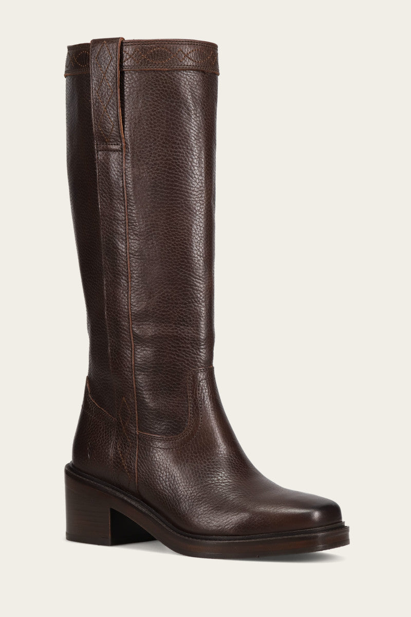 Brown flat boots wide calf best sale