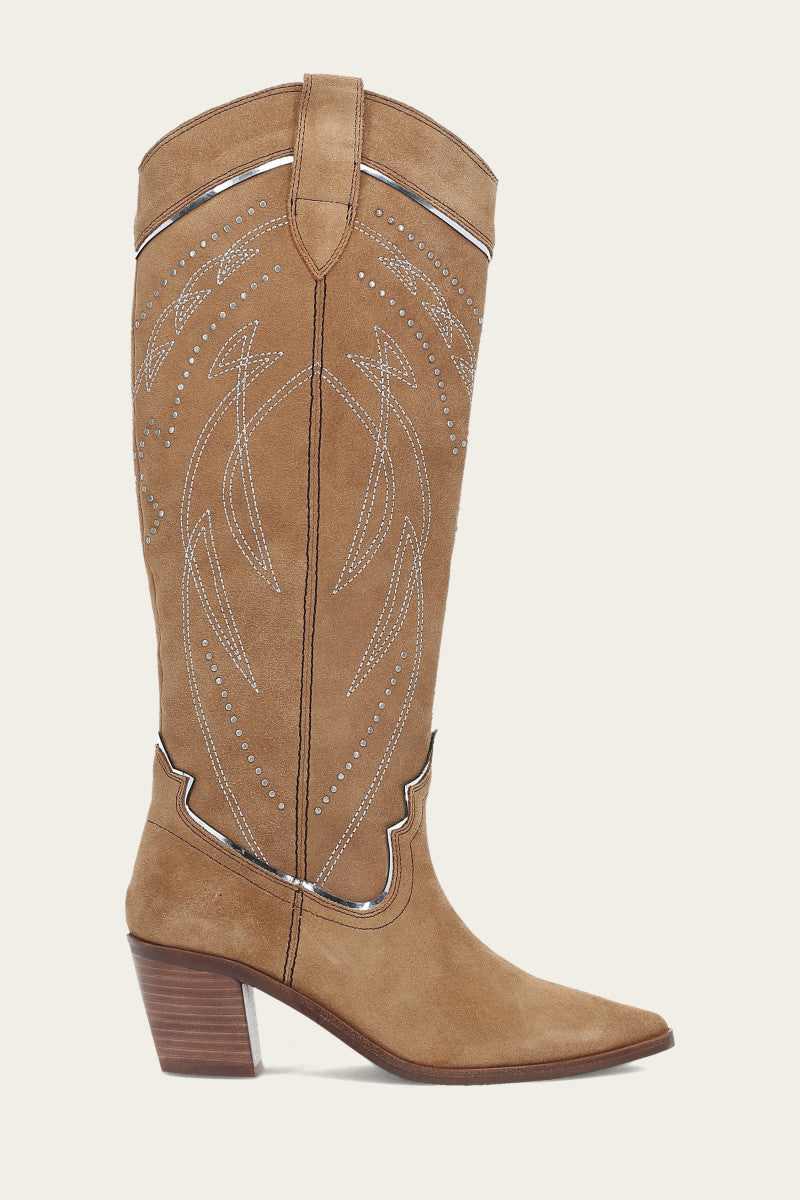 Sara Western Tall Stud - Almond - Outside